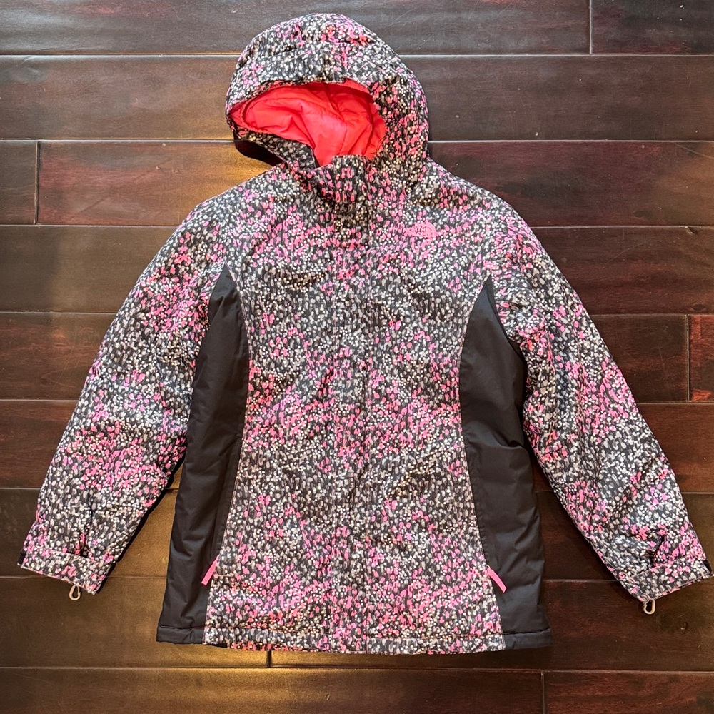The North Face Girls Speckled Ski Coat - Pink and Black